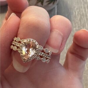 Levian Le Vian 14K Solid Rose Gold Morganite Natural Diamond Engagement Ring Set